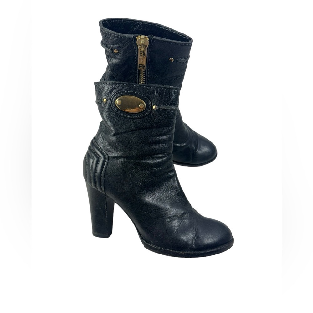 Chloe Black Ankle Boots TANIA Leather Booties size 37.5